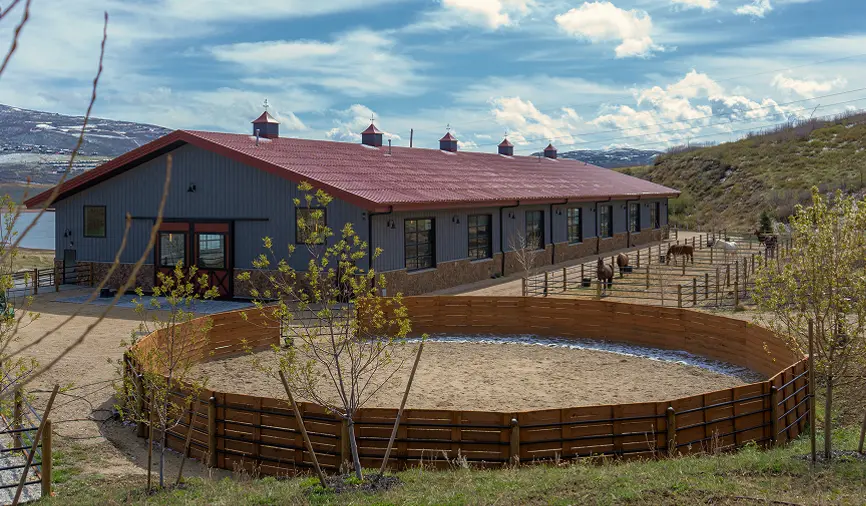 Outdoor round pen used for groundwork and horse training.